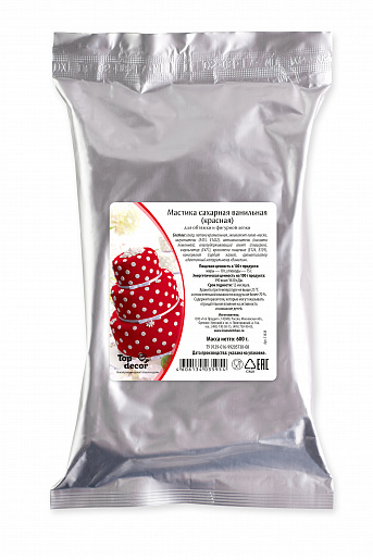 Мастика сахарная ванильная Топдекор, Красная, 600 гр