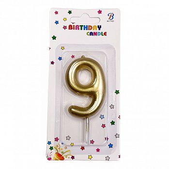 Свеча для торта "Цифра 9", золотая 6 см