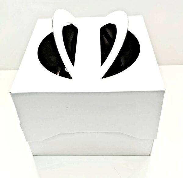 Коробка для торта с ручкой и верхним окном 260*260*200 мм, гофрокартон, белая