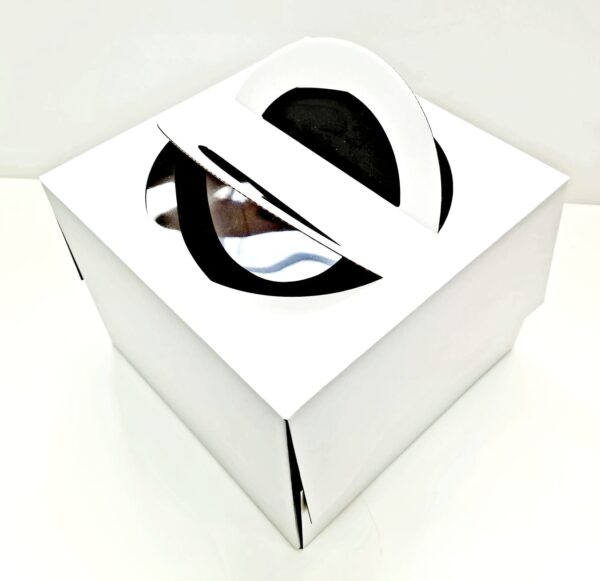 Коробка для торта с ручкой и верхним окном 260*260*200 мм, гофрокартон, белая