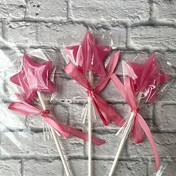 Леденец из изомальта "Звезда", розовый матовый, 5 см