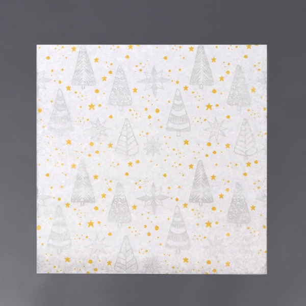 Бумага силиконизированная «Елки», серебрянные в листах, 18*18 см, набор 10 шт