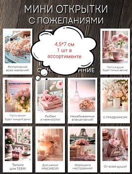 Открытка в ассортименте Пожелания , 4,5*7 см, 1 шт