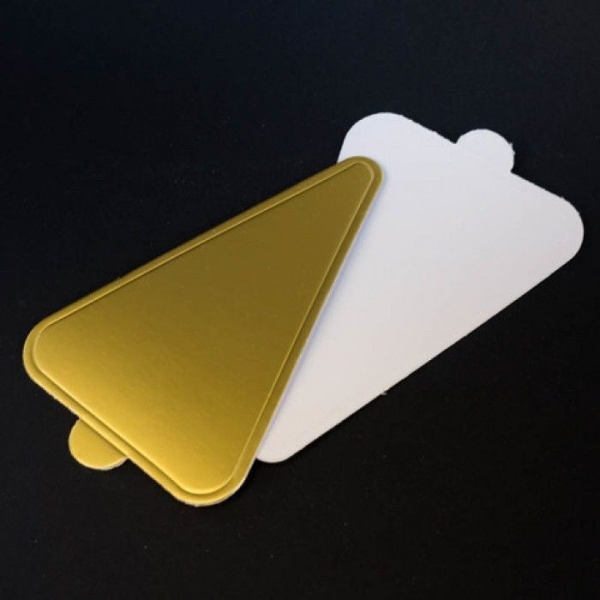 Подложка с держателем (сольерка) ТРЕУГОЛЬНИК 77*116 мм, золото/белый, 1 шт
