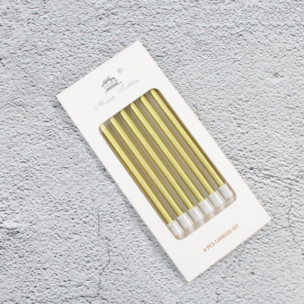 Набор свечей для торта «Happy Birthday, 6 в 1», 10,5 см, золотой металлик
