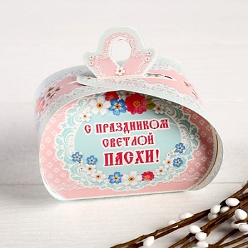 Пасхальная коробочка "ХВ" кулич, яйца, 90*70*60 мм