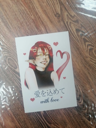 Открытка мини АНИМЕ «With love», 7*10 см, 1 шт