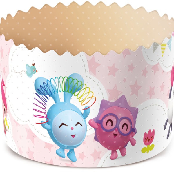 Форма бумажная для кулича на 60 гр рис."Малышарики" d60xh45мм