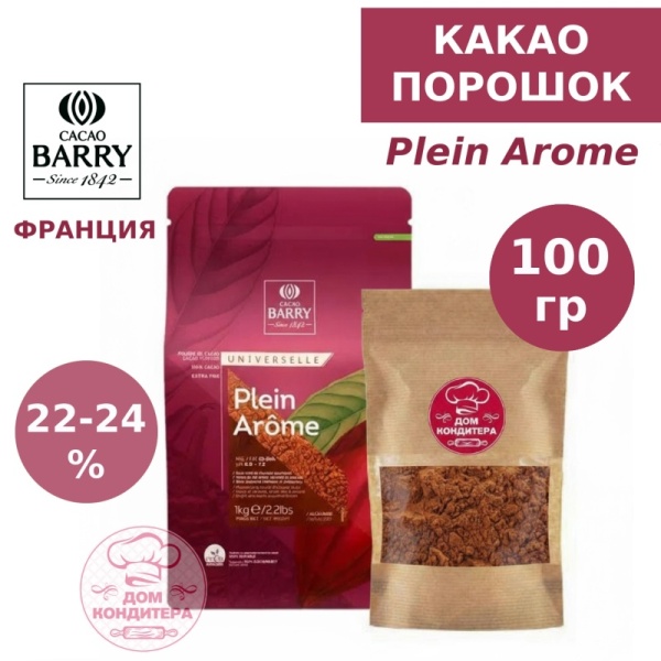 Какао-порошок Plein Arome Cacao Barry 22/24 (корич., Франция), 100 гр