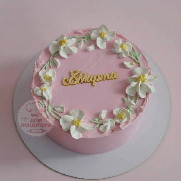 Акриловый топпер "С 8 марта"  7 см, золотой, 1 шт