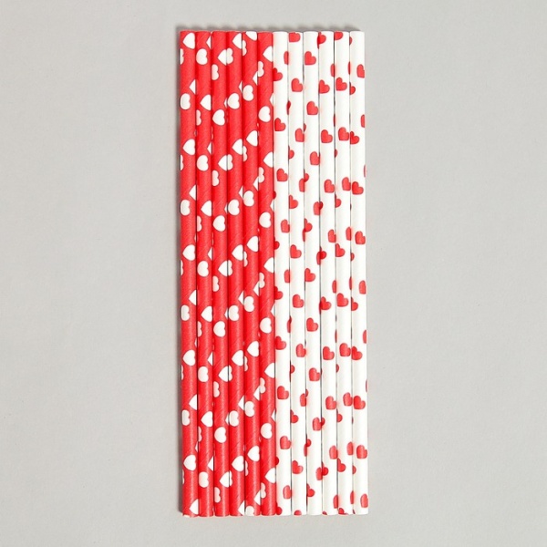 Трубочки для коктейля «Сердца», в наборе 12 штук