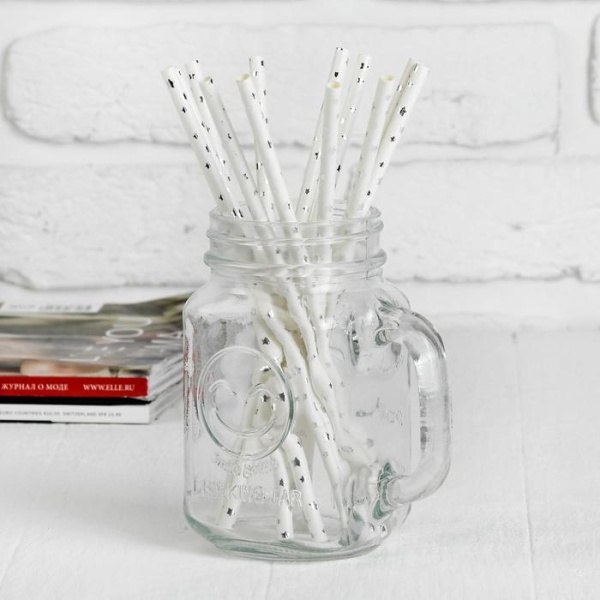 Трубочки для коктейля «Звёзды», набор 12 шт., цвет серебряный