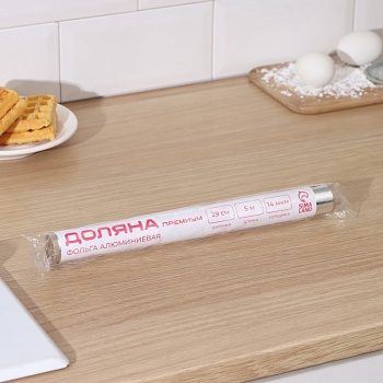 Фольга пищевая алюминиевая Доляна "Премиум", 29 см × 5 м, 14 мкм