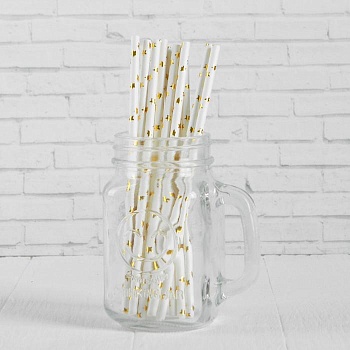 Трубочки для коктейля «Звёзды», набор 12 шт., цвет золотой