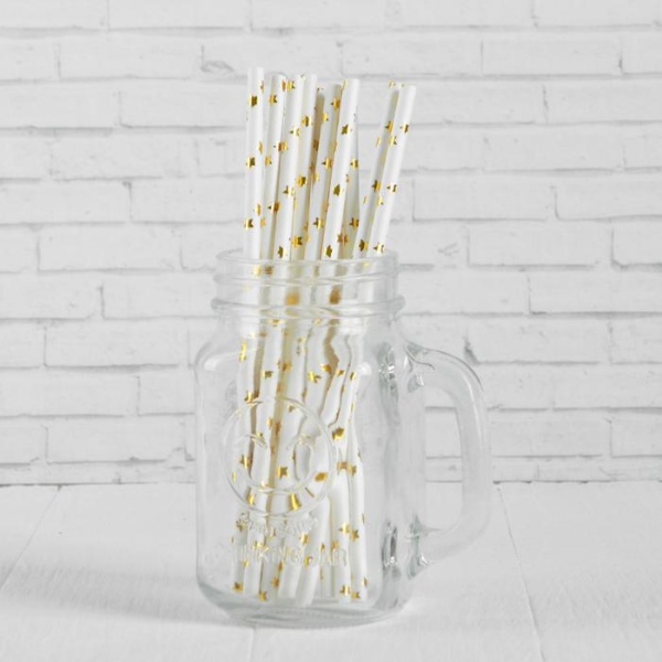 Трубочки для коктейля «Звёзды», набор 12 шт., цвет золотой