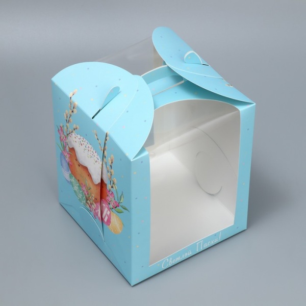 Коробка для кулича с окном «Пасха», 15 × 15 × 18 см