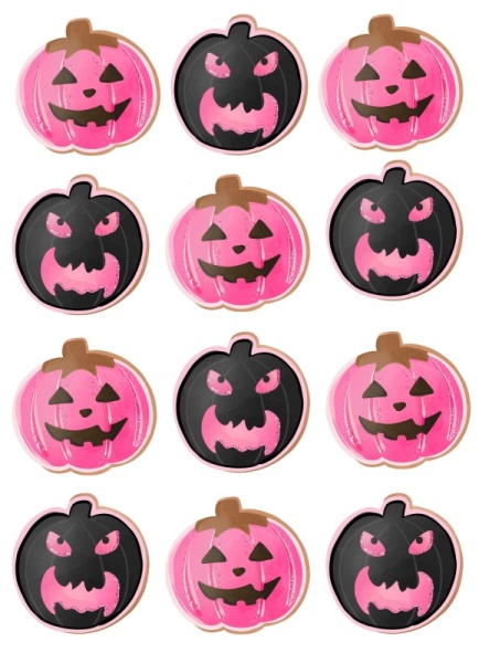 Хэллоуин розовый №2, картинка на сахарной бумаге