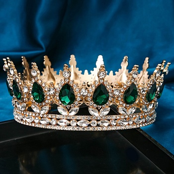 Декоративная корона для торта, 12,5 см, золото с изумрудными камнями