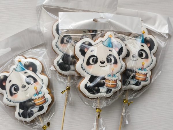 Пряник имбирный "Панда с тортом", 10 см