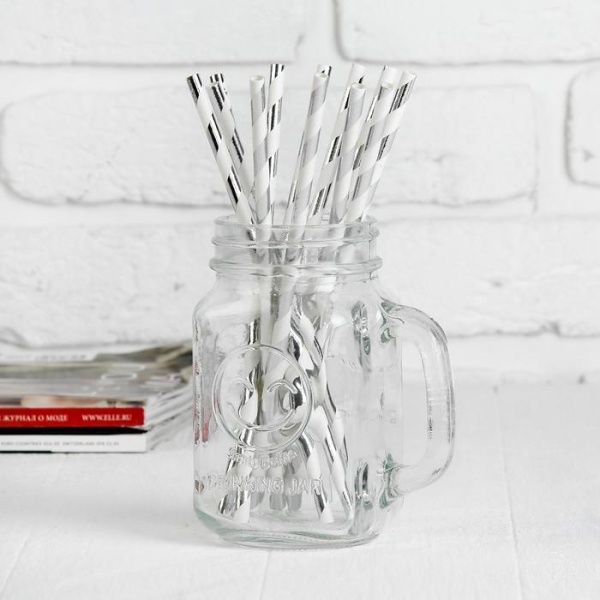 Трубочки для коктейля «Спираль», набор 25 шт., цвет серебряный