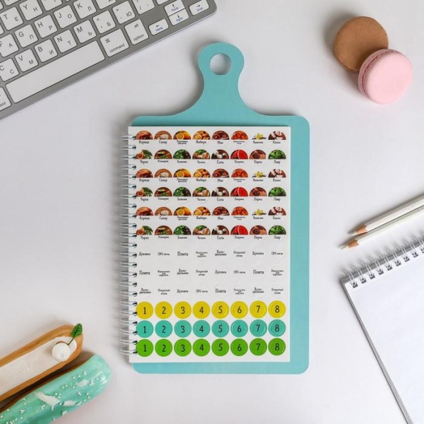 Кулинарная книга для записей на картонной доске, с наклейками, 60 листов «Cook book пончики»