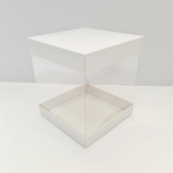 Коробка для торта прозрачная 160*160*180 мм, белая