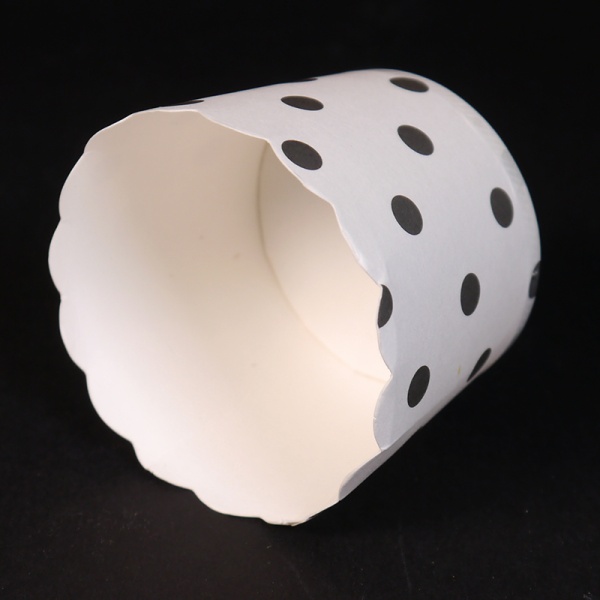 Бумажный стаканчик для кекса d50*45 мм, белый в горох, 1 шт