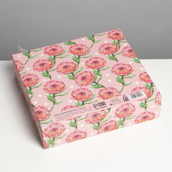 Коробка складная подарочная «Цветы», 200*180*50 мм