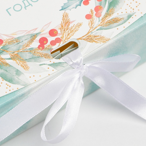 Коробка складная подарочная "Новогодний венок " 16,5*12,5*5 см