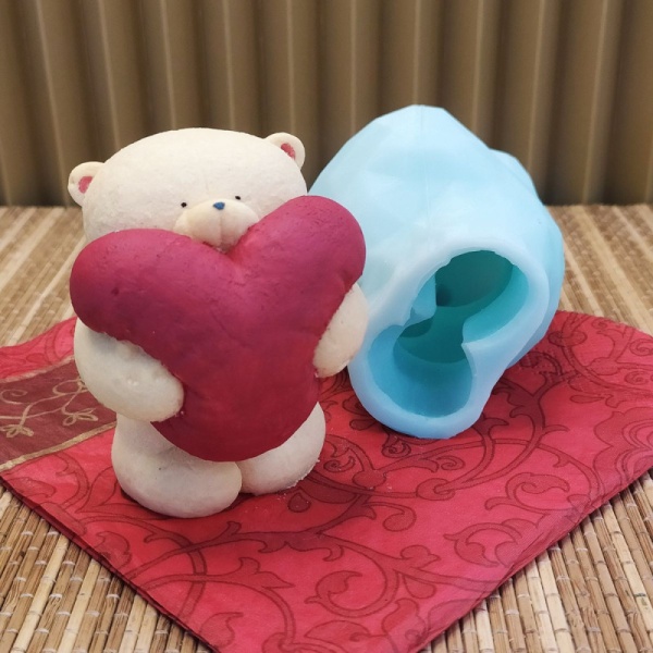 Молд силиконовый " Мишка пухлик" с сердцем