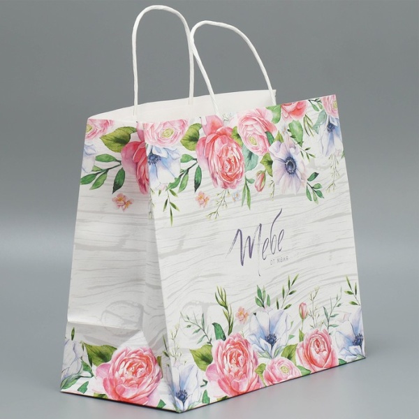 Пакет подарочный крафт «Тебе от меня», 32 × 28 × 15 см