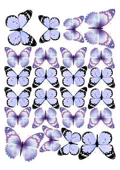 Бабочки фиолетовые №2, картинка на сахарной бумаге