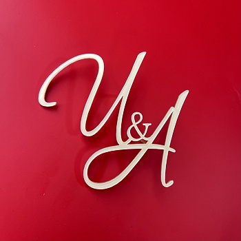 Акриловый топпер по индивидуальным размерам, Инициалы, 10*11 см