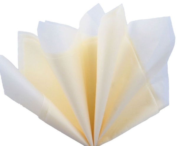 Бумага упаковочная тишью, Кремовый, 50 см х 66 см, набор 10 шт