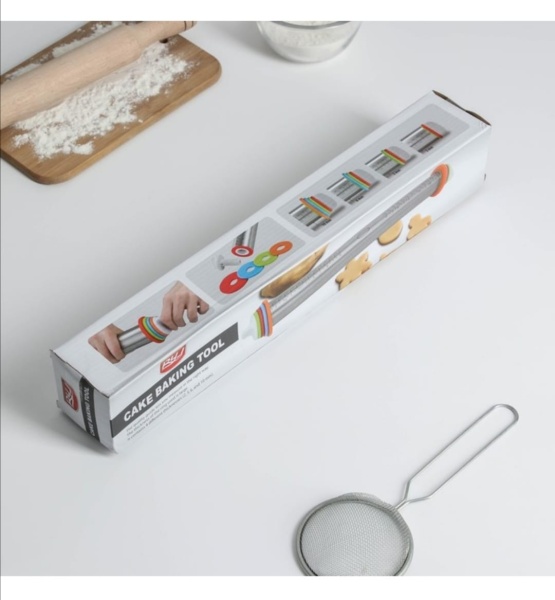 Скалка с ограничителями кондитерская, 43*5,5 см, рабочая часть 35 см