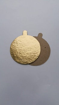 Подложка с держателем (сольерка) КРУГ 80 мм, односторонняя золото, 1 шт