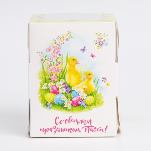 Коробка для кулича и шоколадной фигурки "Цыплята", 12,5 х 9,5 х 9,5 см