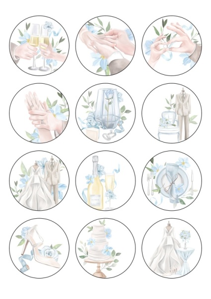 Капкейки Свадьба №1, картинка на сахарной бумаге