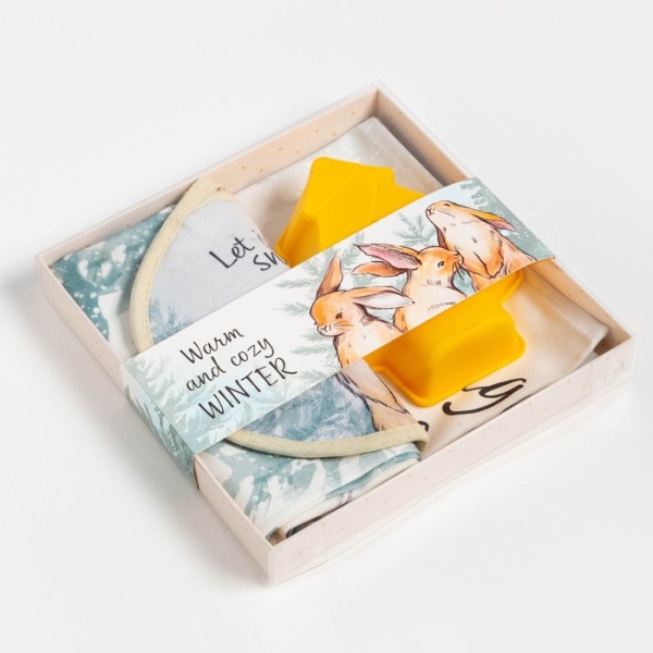 Набор подарочный Этель Magic winter: кух. полотенце, прихватка, силиконовая форма