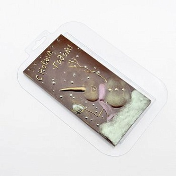 Форма пластиковая для шоколада "Плитка С Новым годом. Снеговик"