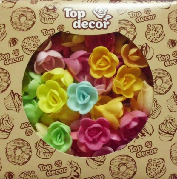 Цветы вафельные микс "Роза малая", 1 шт