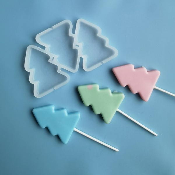 Силиконовая форма для леденцов "Елочки 3 в 1"