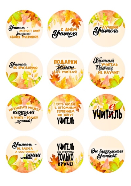 Капкейки учителю №2, картинка на сахарной бумаге