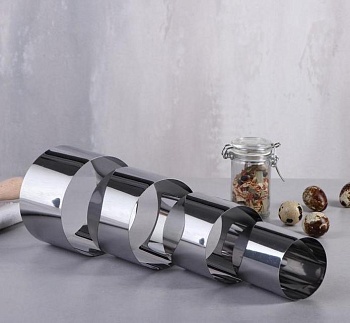 Набор форм для бенто-тортов, высота 8,5 см, диаметры колец: 10 см, 9 см, 7,5 см, 6 см