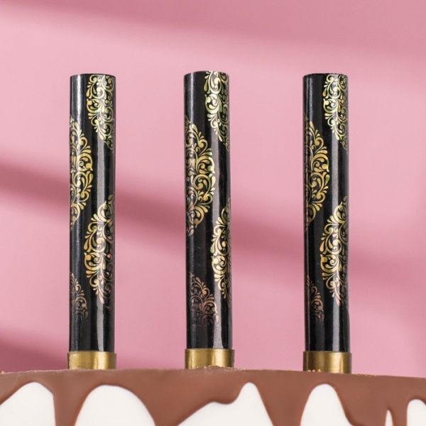 Набор тортовых свечей фонтанов "Золотой узор", 10 см, 3 шт