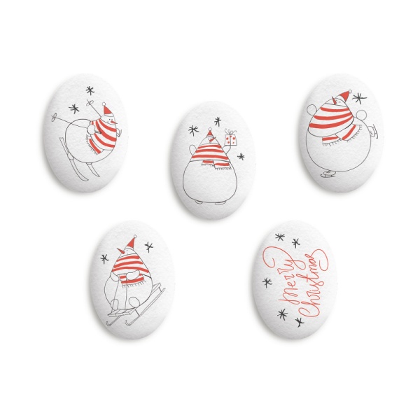 Сахарные фигурки медальоны Снеговики, 5 шт