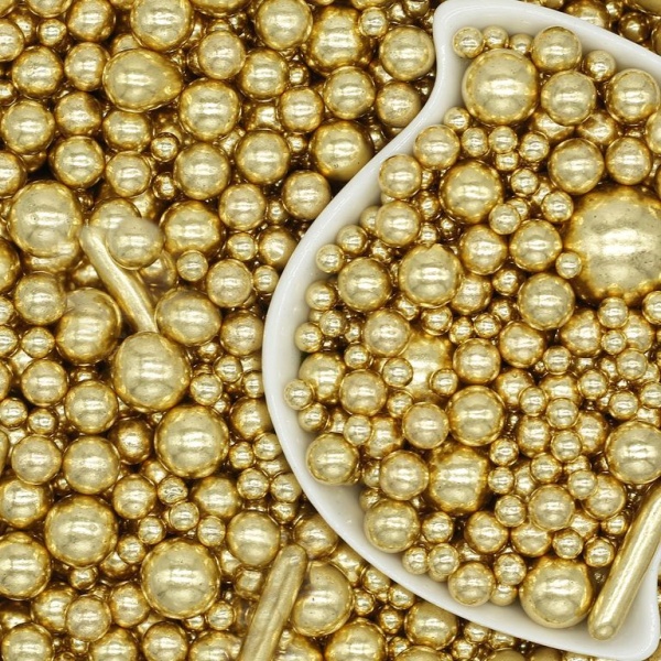 Посыпка кондитерская "Палочки с шариками" золото, 30 гр