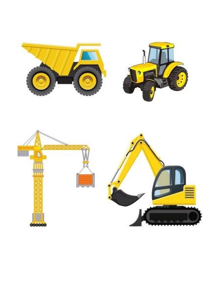 Строительная техника №2, картинка на сахарной бумаге