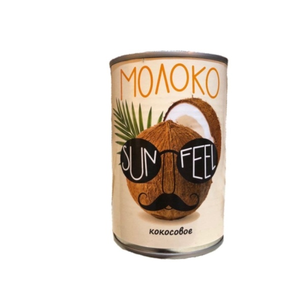Кокосовое молоко 17-19% SUNFEEL, ж/б, 400 мл