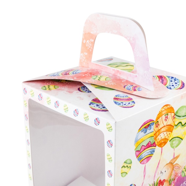 Коробка для кулича с окном "Пасхальная корзинка" 15*15*18 см